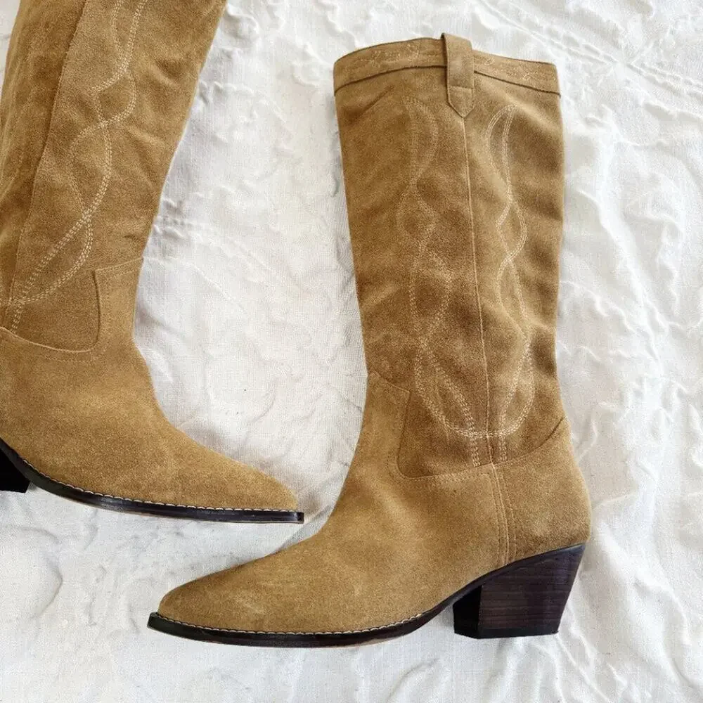 Marc Fisher Natural Edania Cowboy Boots Size 9.5 New